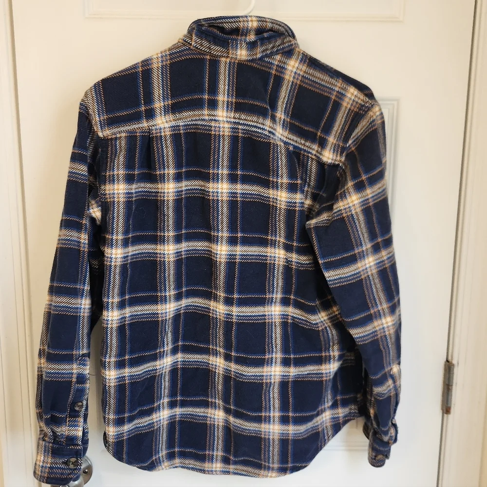 Outdoor Life Mens Size M Long Sleeve Button Up Heavyweight Plaid Blue Polo #H843